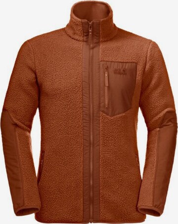 JACK WOLFSKIN Athletic Fleece Jacket in Brown: front