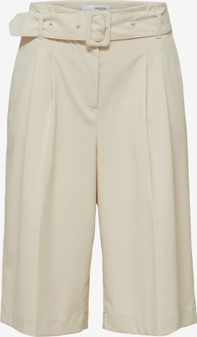 SELECTED FEMME Zvonové kalhoty Kalhoty se sklady v pase 'SLFLUISA-RITA' – béžová: přední strana
