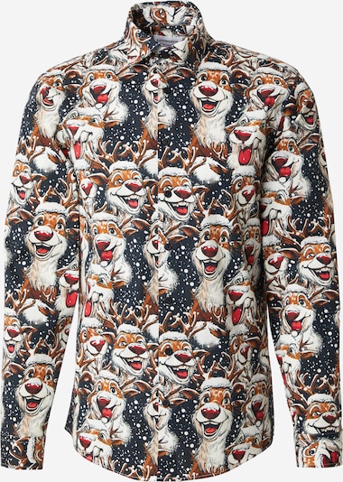 Lindbergh Košulja 'Christmas' veličine S u konjak / crvena / crna / bijela, Pregled proizvoda
