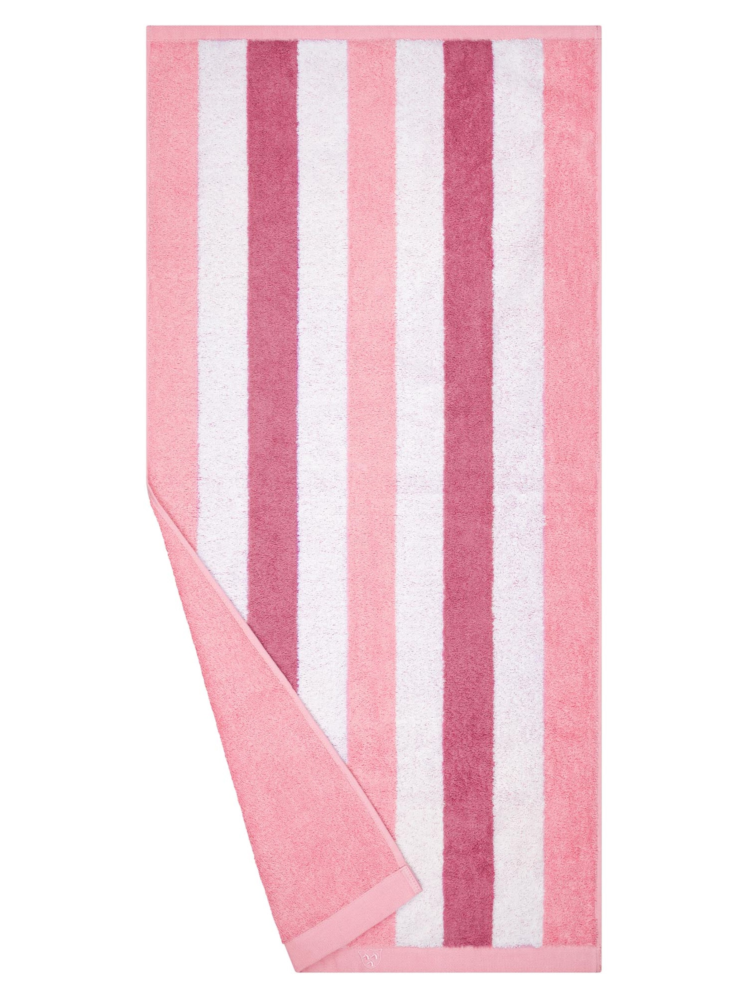 ROSS Handdoek 'Doubleface Stripes' in Roze