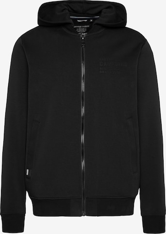 CAMP DAVID Zip-Up Hoodie in Black: front