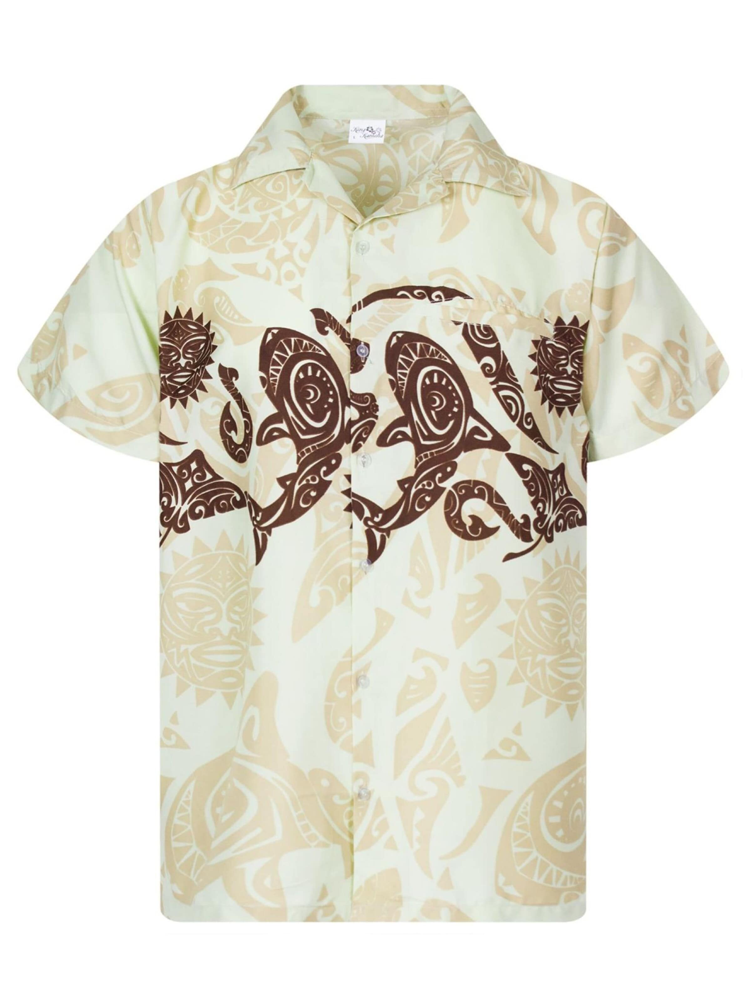 Maglietta 'Maori Chest' di King Kameha in beige: frontale