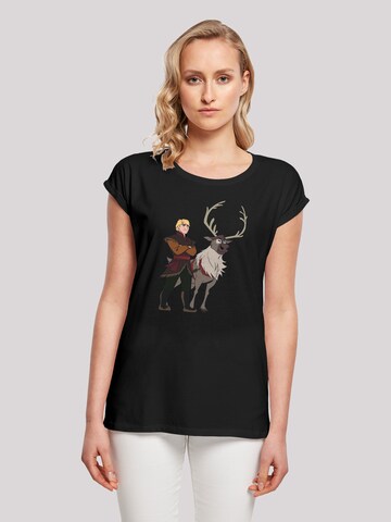 F4NT4STIC Shirt 'Disney Frozen 2 Sven And Kristoff' in Zwart: voorkant
