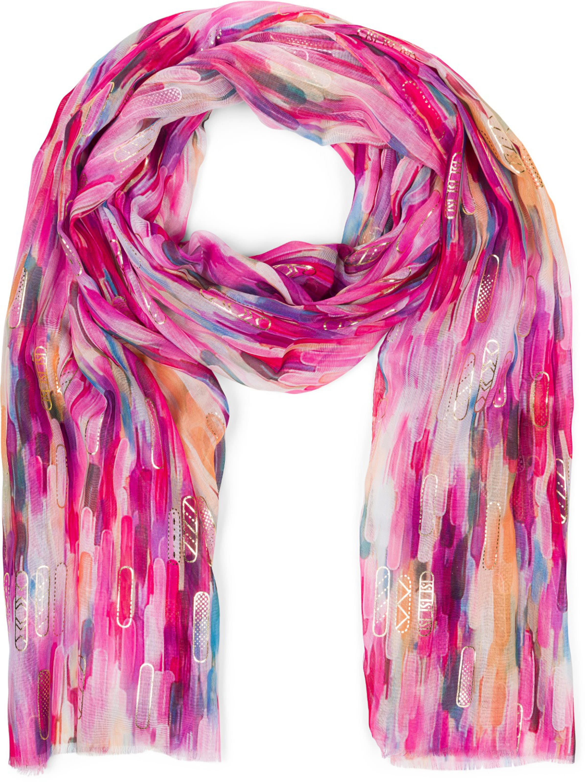 styleBREAKER Scarf 'Leichter Schal mit Streifen Farbverlauf Metallic' in Pink: front