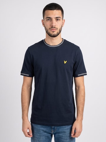 Lyle & Scott Koszulka 'Birdseye Half Tipped T-Shirt Dark Navy/Ash Lilac' w kolorze niebieski: przód