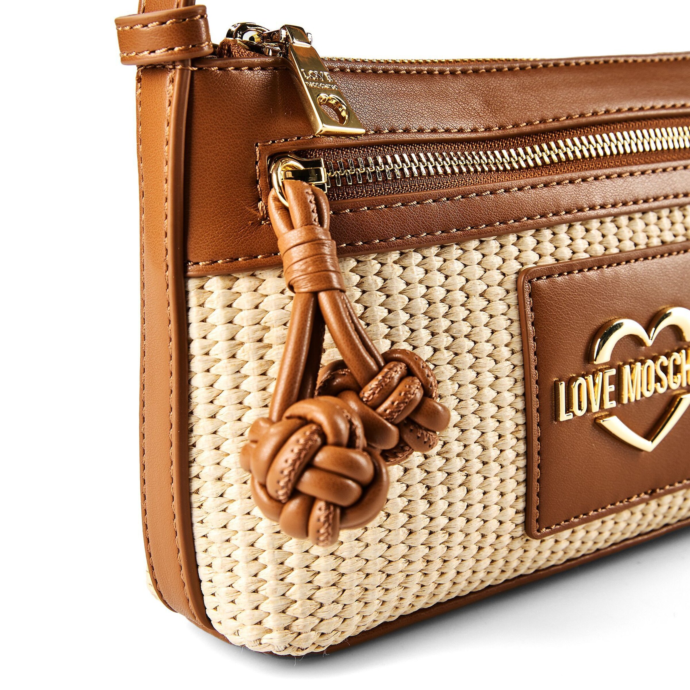 Borsa a spalla 'Straw' di Love Moschino in marrone