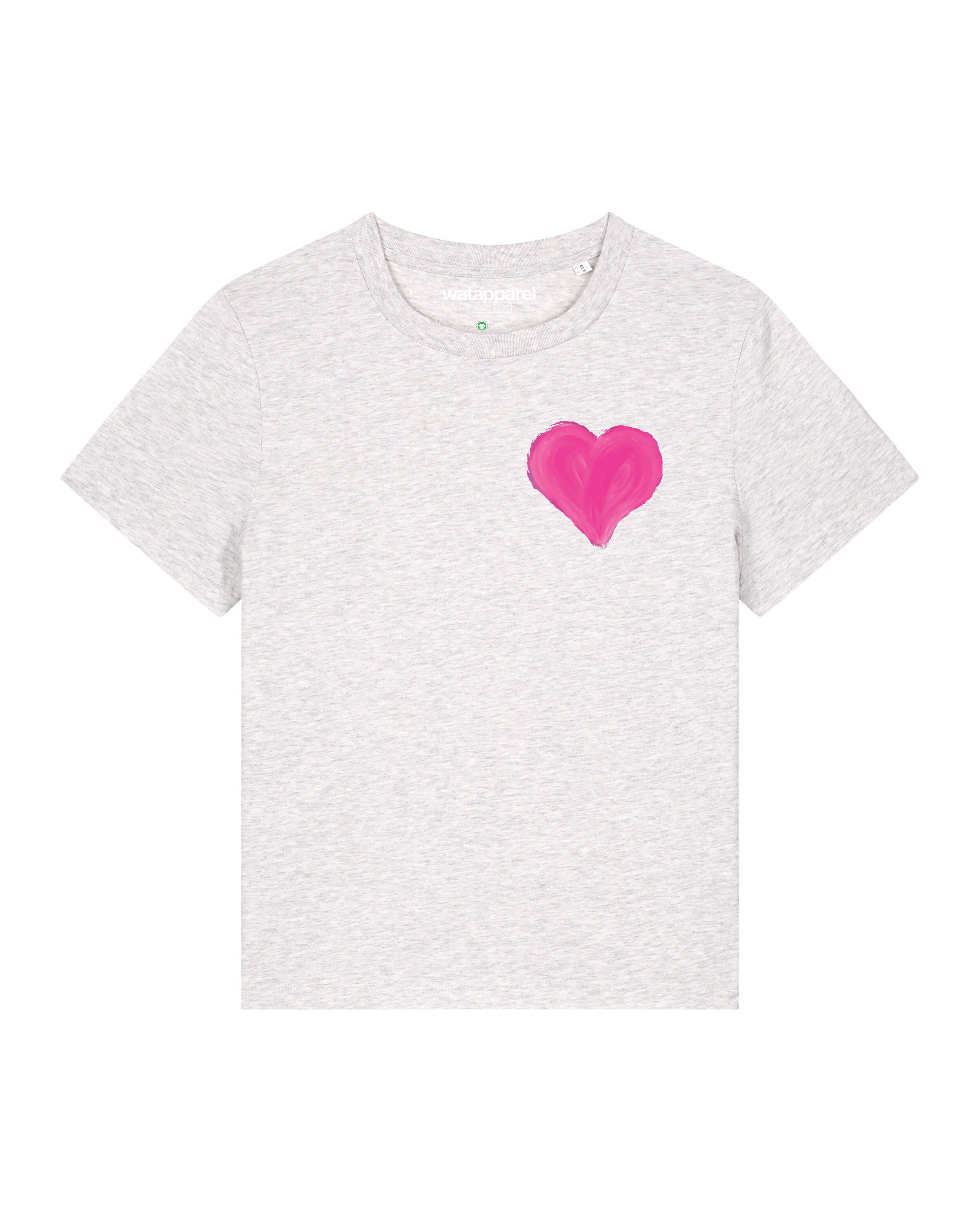 Watapparel Shirt ' Pink Heart ' in Grijs: voorkant