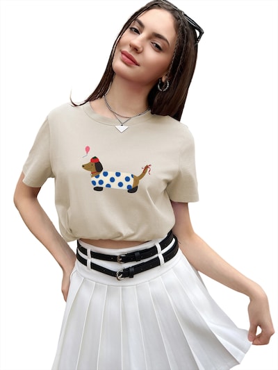 GORHEY Shirt 'Women's Summer Casual Print Shirt, Short-Sleeve Loose Fit' in M/Regular in Apricot, Item view