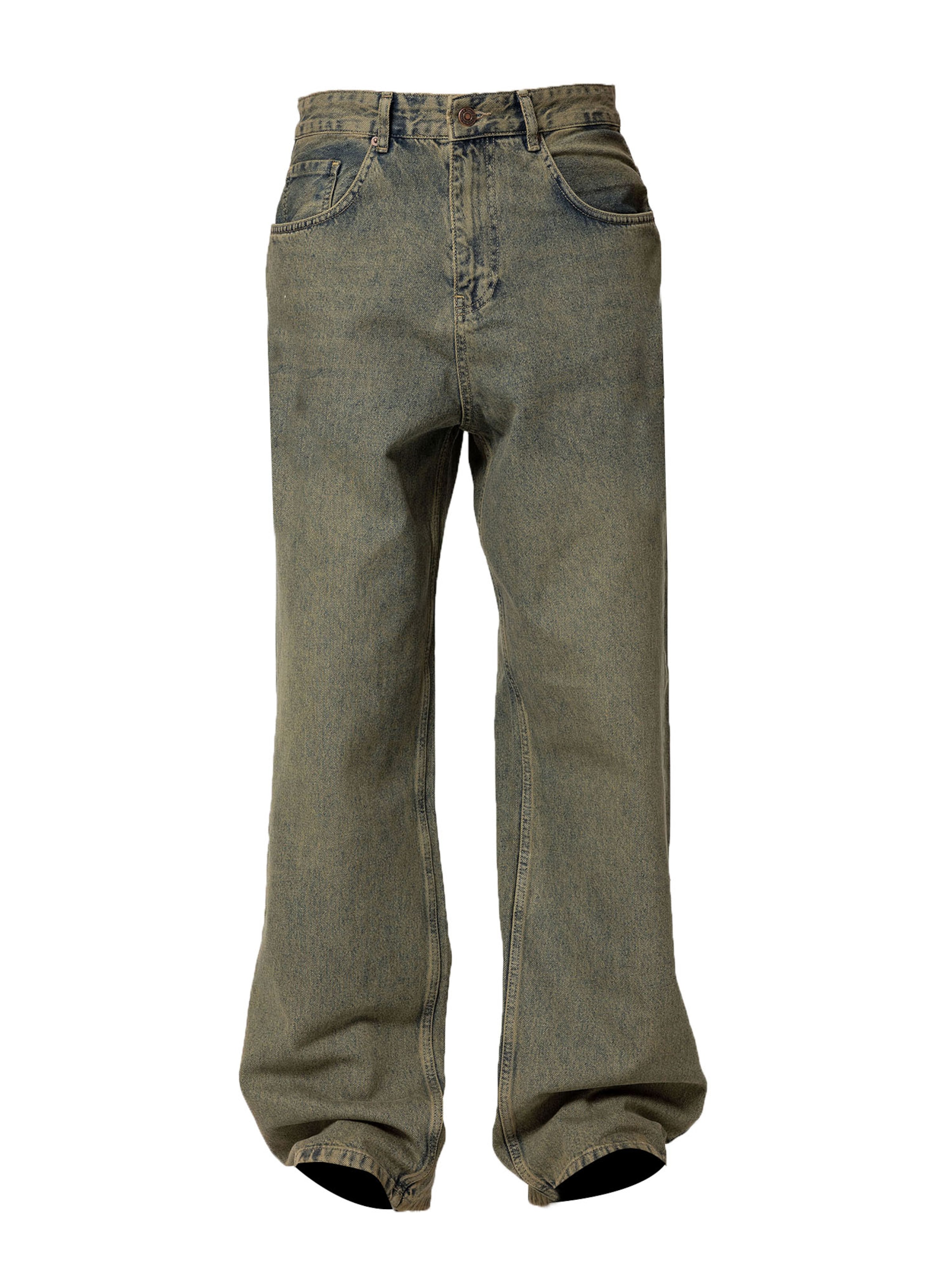 VAMOS CLO Широкий Штаны 'Concord' в Зеленый: спереди