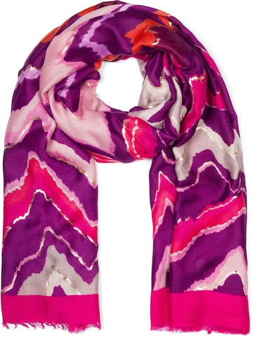 styleBREAKER Scarf 'Leichter Schal mit Zick-Zack Muster' in Pink: front