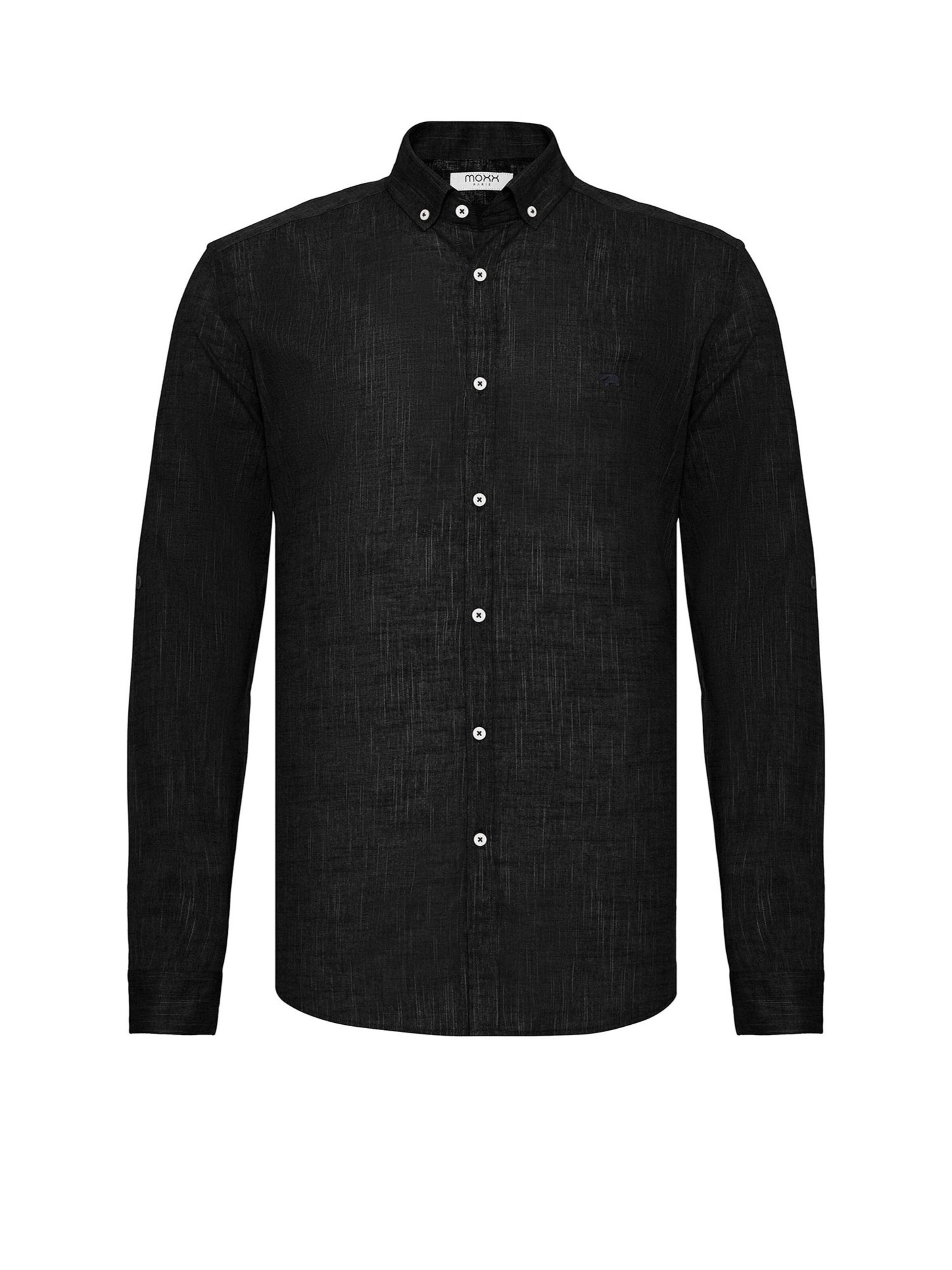 Moxx Paris Regular Fit Hemd in Schwarz: Vorderseite