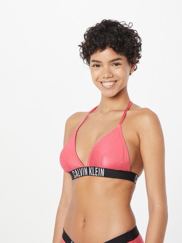 Calvin Klein Swimwear Triangle Bikini Top in Pink: front