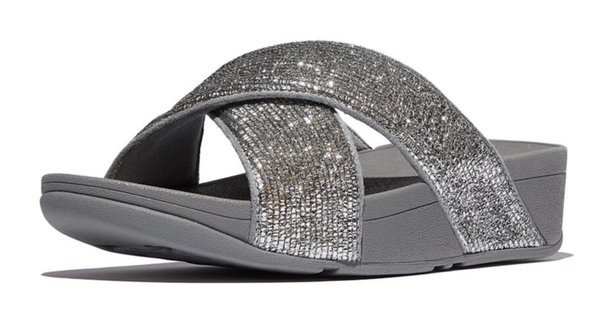 FitFlop Mules in Silver: front