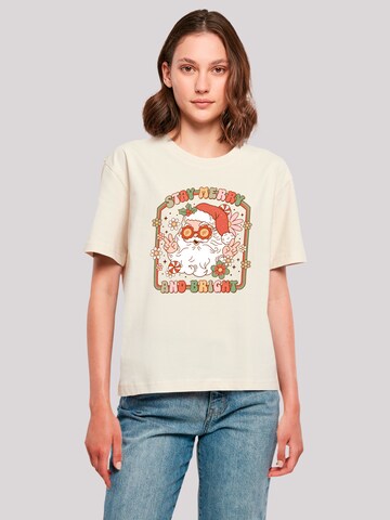 F4NT4STIC Shirt 'Stay Merry And Bright Hippie Santa' in Beige: front