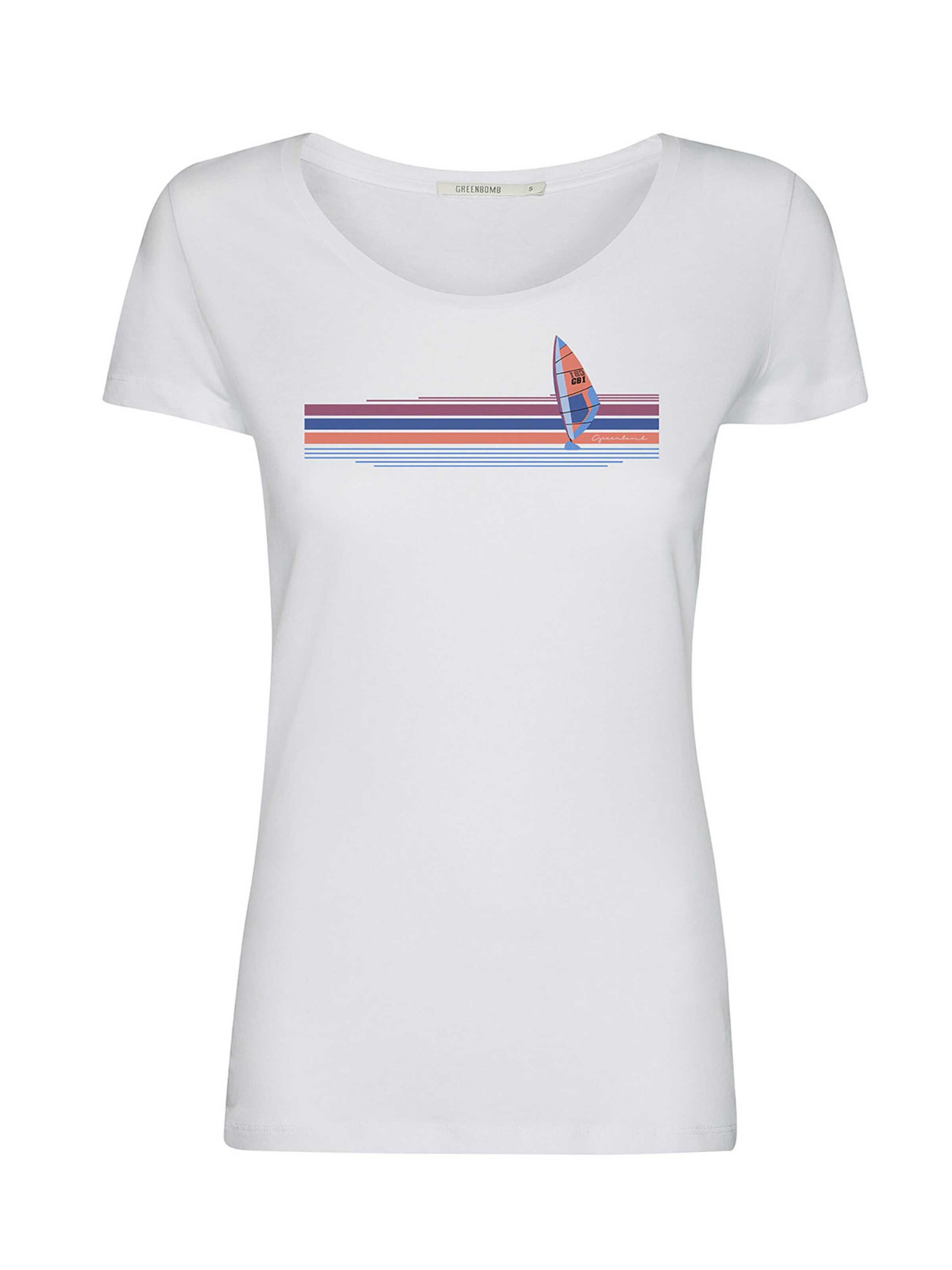 T-shirt 'Nature Windsurf' GREENBOMB en blanc : devant