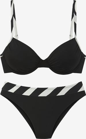 FRENCH CONNECTION Push-up Bikini värissä musta: etupuoli