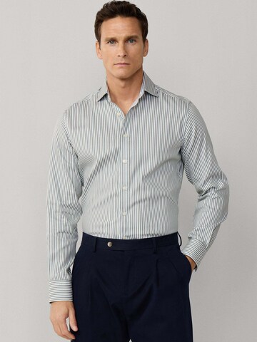 Hackett London Regular fit Zakelijk overhemd 'Double Face Bengal' in Groen: voorkant