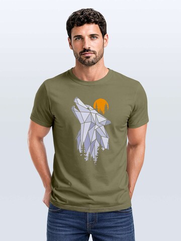 Neverless Shirt 'Polygon Wolf' in Green: front