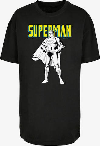 F4NT4STIC Shirt 'Superman Mono Action Pose' in Zwart: voorkant