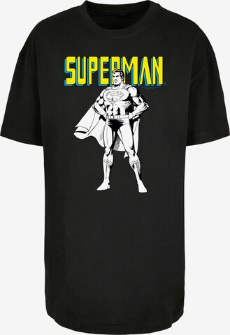 F4NT4STIC Shirt 'Superman Mono Action Pose' in Zwart: voorkant