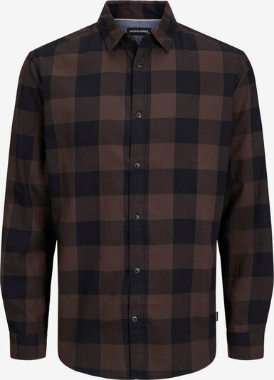Jack & Jones Plus Button Up Shirt 'Gingham' in marine blue / Brown, Item view