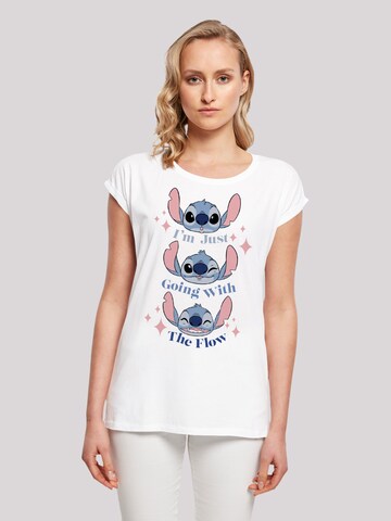 T-shirt 'Disney Lilo & Stitch Going With The Flow' F4NT4STIC en blanc : devant