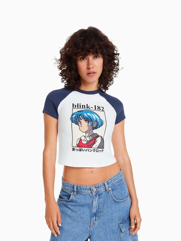 T-shirt Bershka en bleu : devant