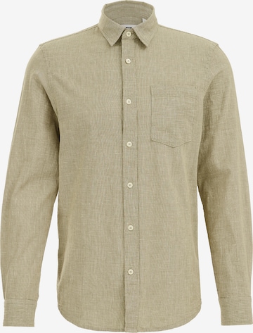 WE Fashion Regular fit Button Up Shirt in Green: front