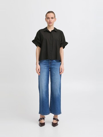 ICHI Bluse mit Puffärmeln in Schwarz