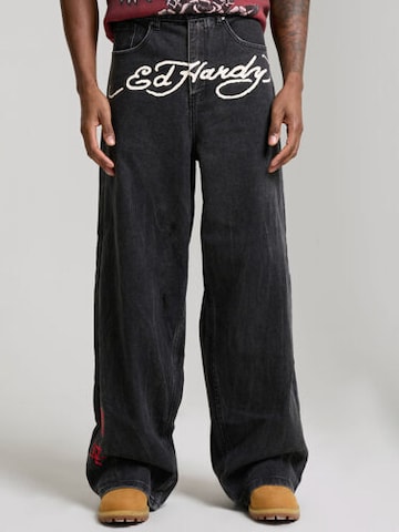 Ed Hardy Baggy Τζιν 'Tattoo City Tiger' σε μαύρο: μπροστά