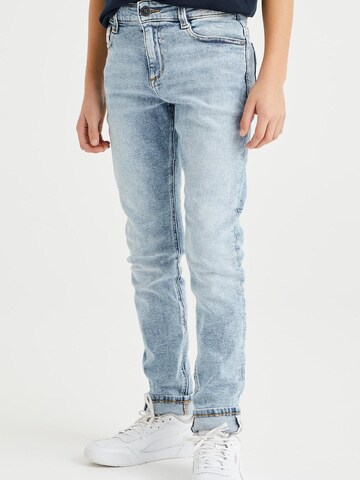 Coupe slim Jean WE Fashion en bleu : devant