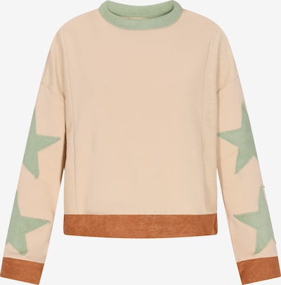 IZIA Collegepaita 'Comfortable' värissä beige / konjakki / pastellinvihreä, Tuotenäkymä