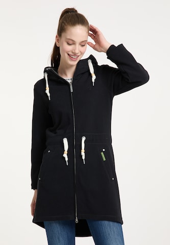 Schmuddelwedda Zip-Up Hoodie in Black: front