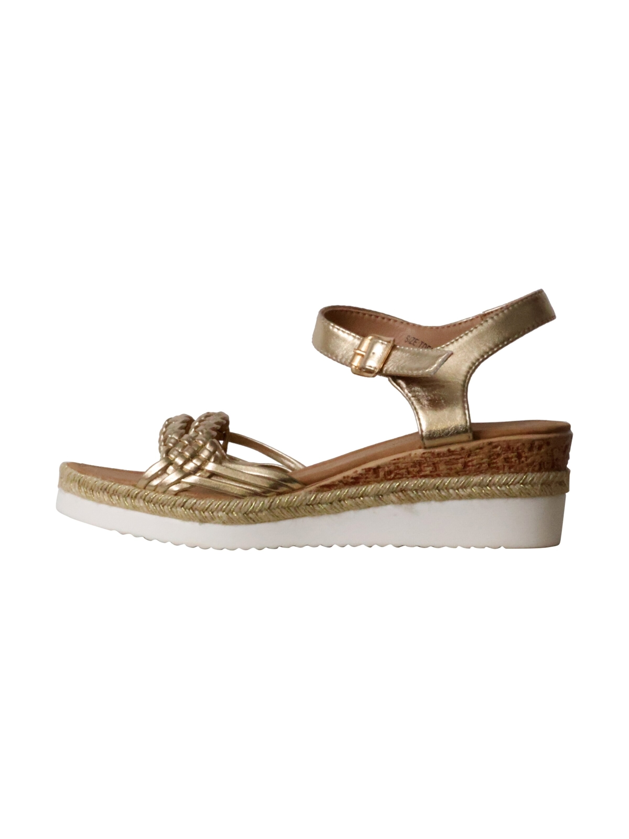 The Divine Factory Sandals 'Kompensationssandalen mit Riemchen' in Gold: front