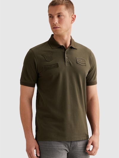 PME Legend T-Shirt 'Polo shirt with badges and ribbed collar' en 4XL en vert foncé, Vue avec produit