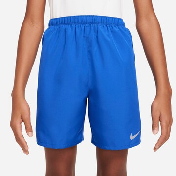 NIKE Regular Workout Pants 'Challenger' in Blue: front