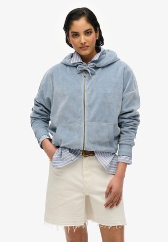 Superdry Sweatvest in Blauw: voorkant