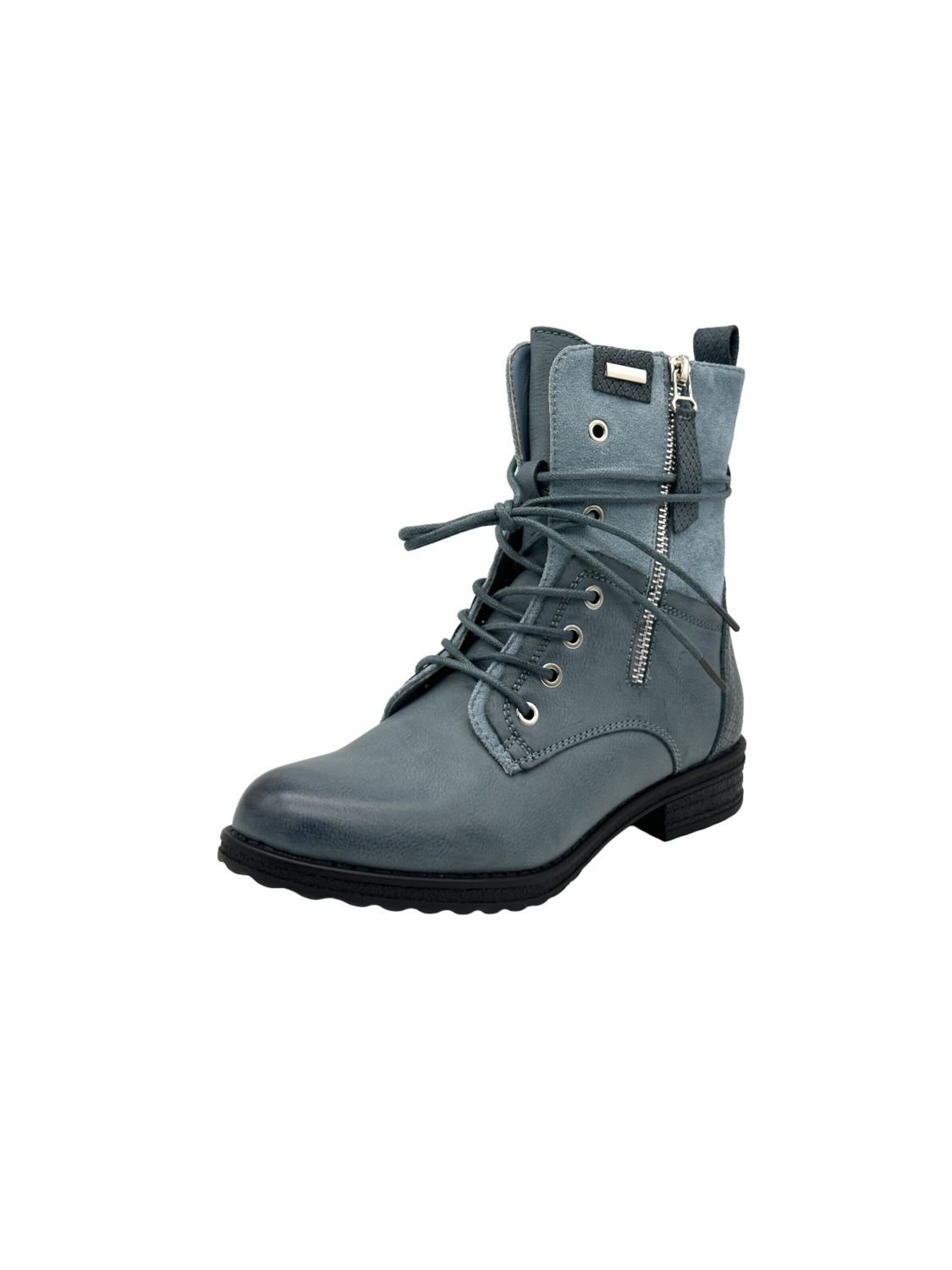 Nowaland Lace-Up Boots 'Damen Schnürboots mit Reißverschluss' in Blue: front