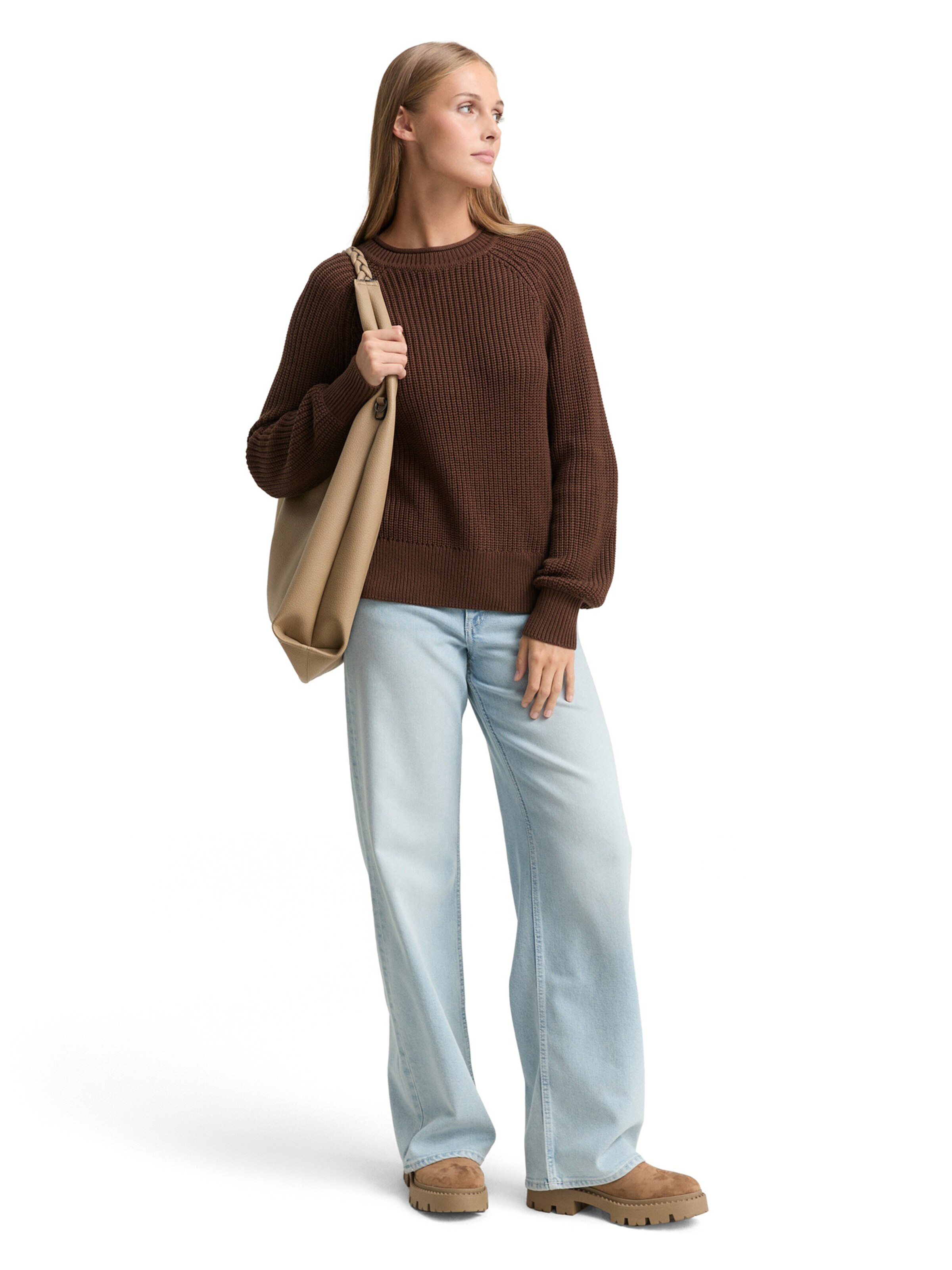 TOM TAILOR DENIM Sweater in Brown