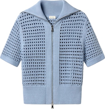 Lilysilk Strickjacke 'Toscana Pointelle Strickjacke mit Doppelreißverschluss' in Blau: Vorderseite