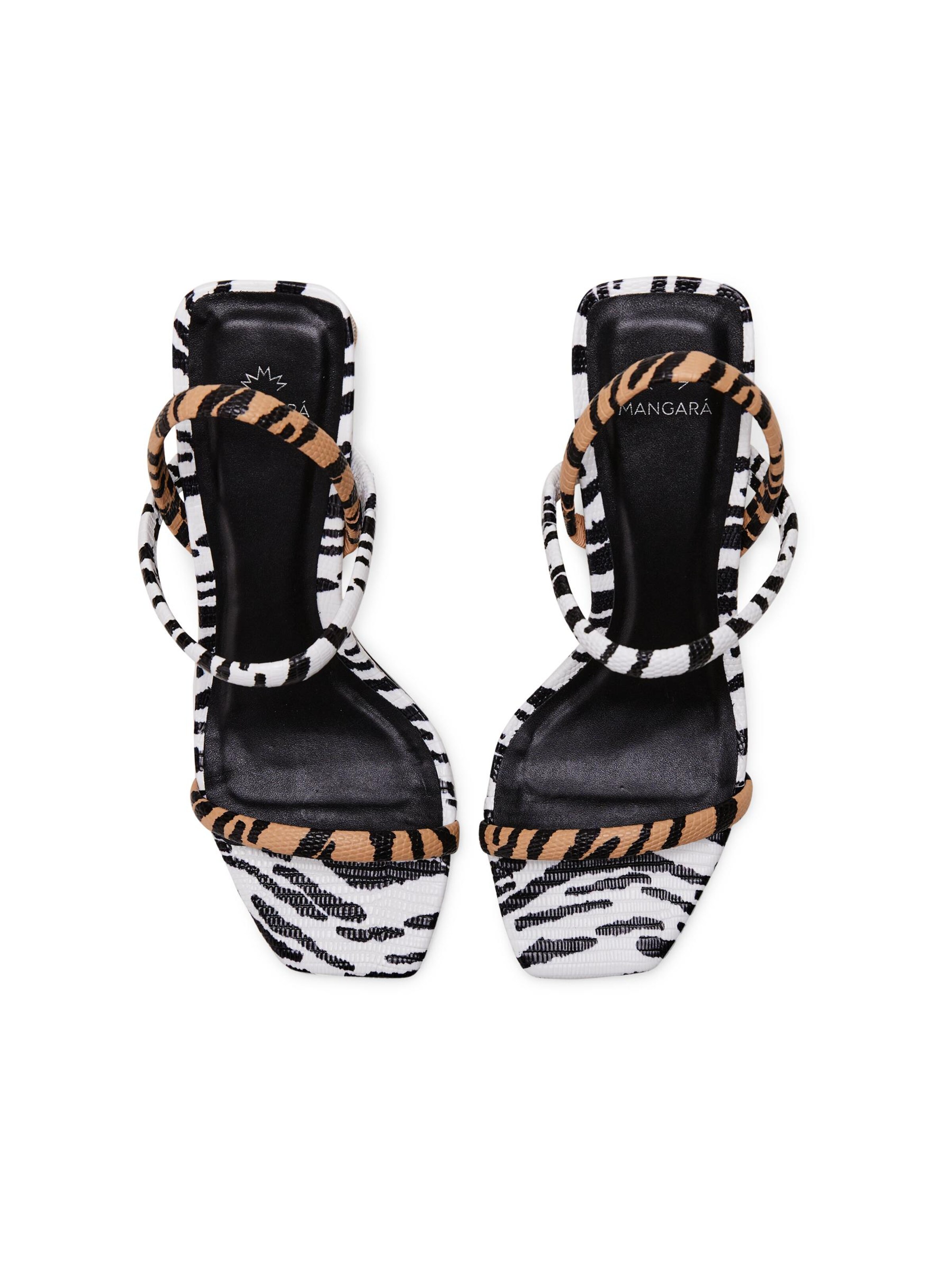 Mangara Atelier Strap sandal 'Sandales Mangara Palmito à talon imprimé animal' in Brown