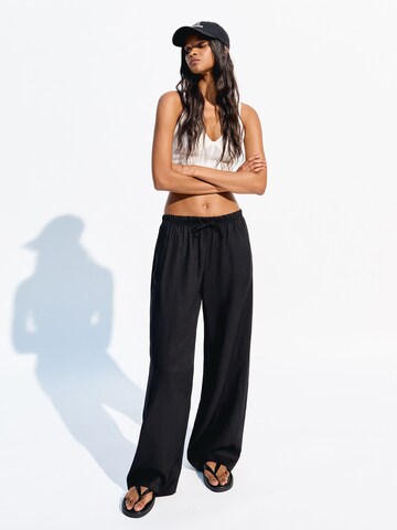 Wide Leg Pantalon Bershka en noir