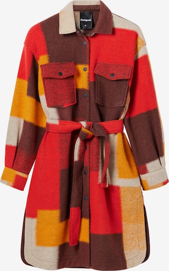 Desigual Manteau mi-saison en gris clair / mandarine / rouge / rouge carmin, Vue avec produit