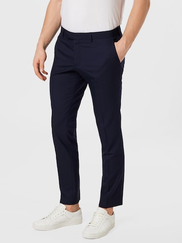 Oscar Jacobson Regular Pleat-Front Pants in Blue: front