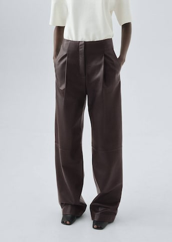 MANGO Wide leg Pants 'Brera' in Brown: front