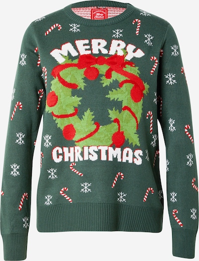 Megztinis iš Sublevel, spalva – kivių spalva / tamsiai žalia / raudona / balta, Prekių apžvalga