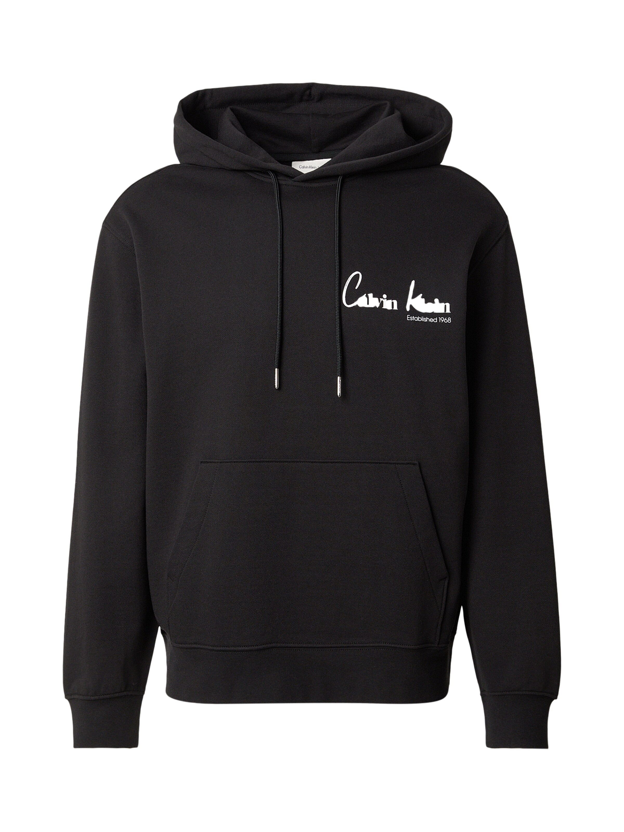 Bluză de molton de la Calvin Klein Jeans pe negru: față