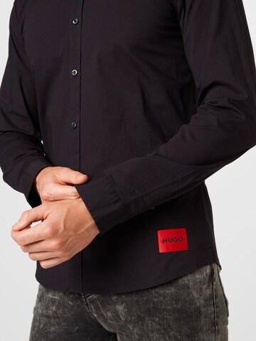 HUGO - Slim Fit Camisa 'Ero3' em preto