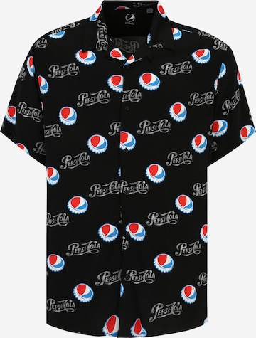 Only & Sons Big & Tall Button Up Shirt 'PEPSI' in Black: front