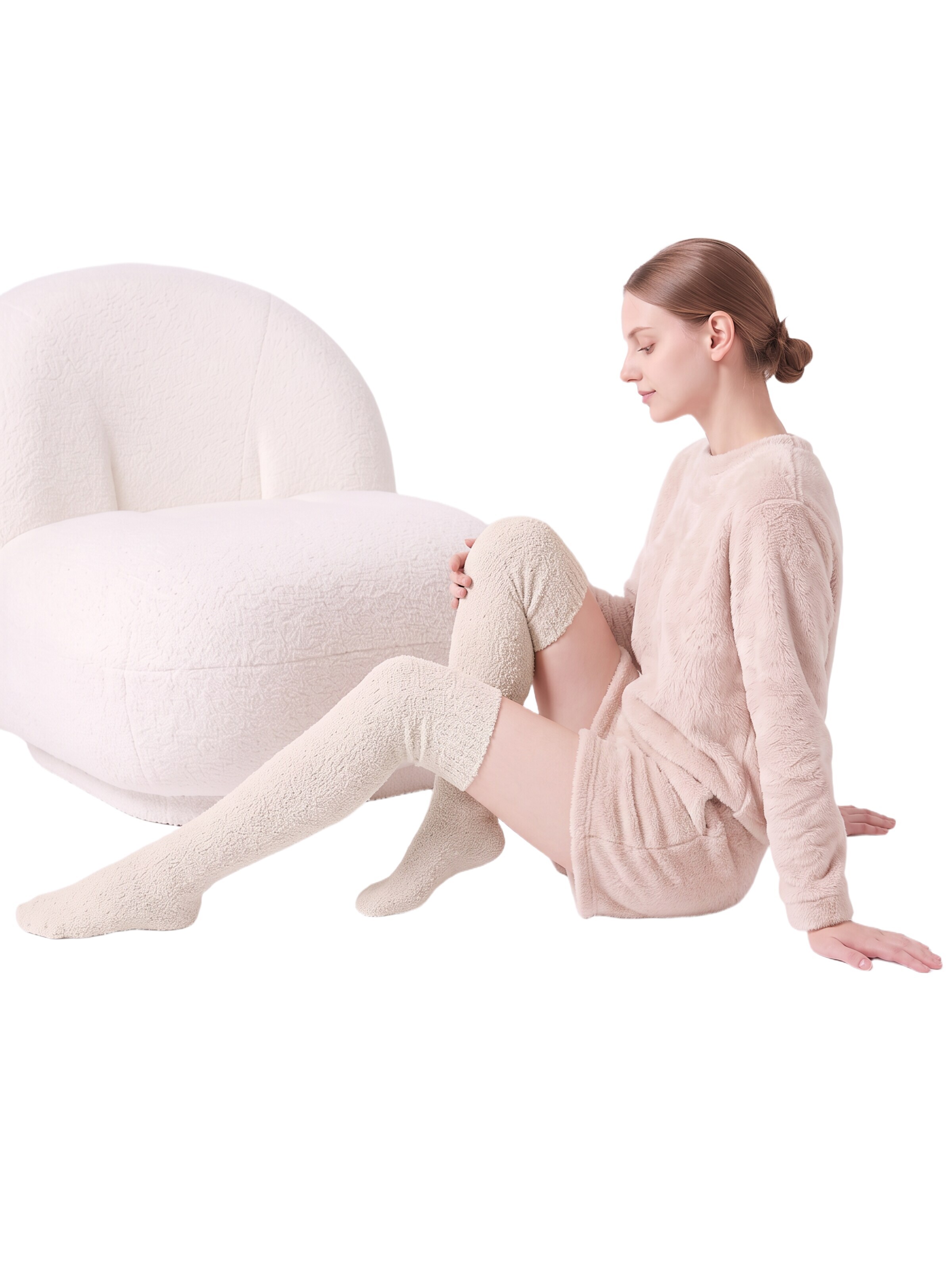 BONVERANO Over the Knee Socks in Beige